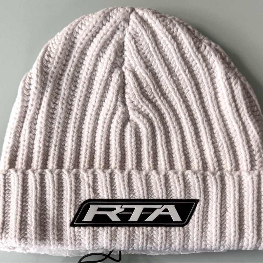 RTA Ivory Ribbed Knit Beanie - NWT